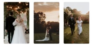 Three couples at wedding Woodhall Manor